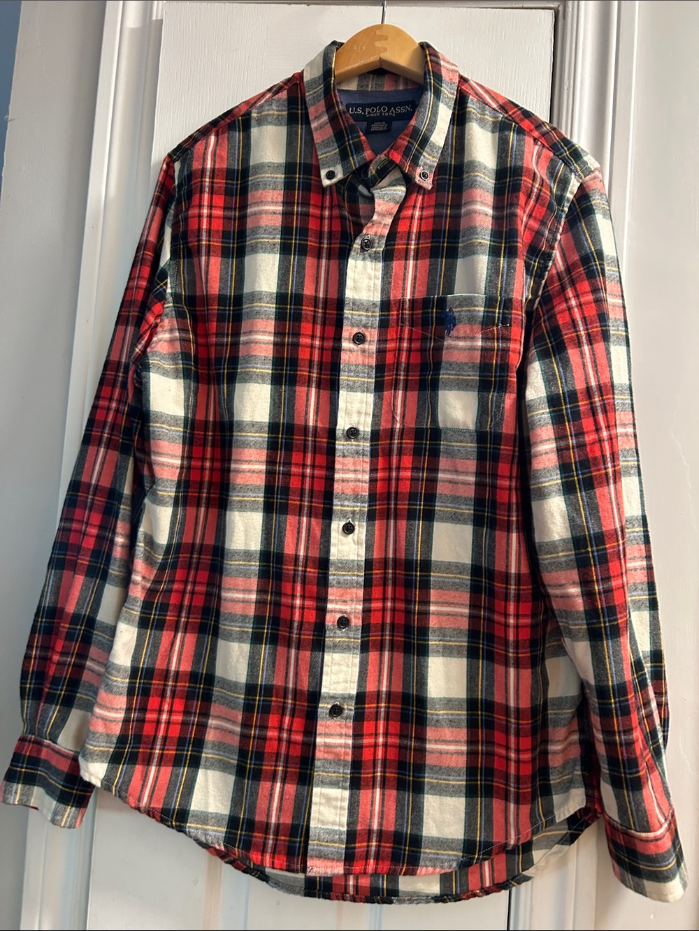 U.S. Polo Assn. Red, Black & White Plaid Button-Down Shirt